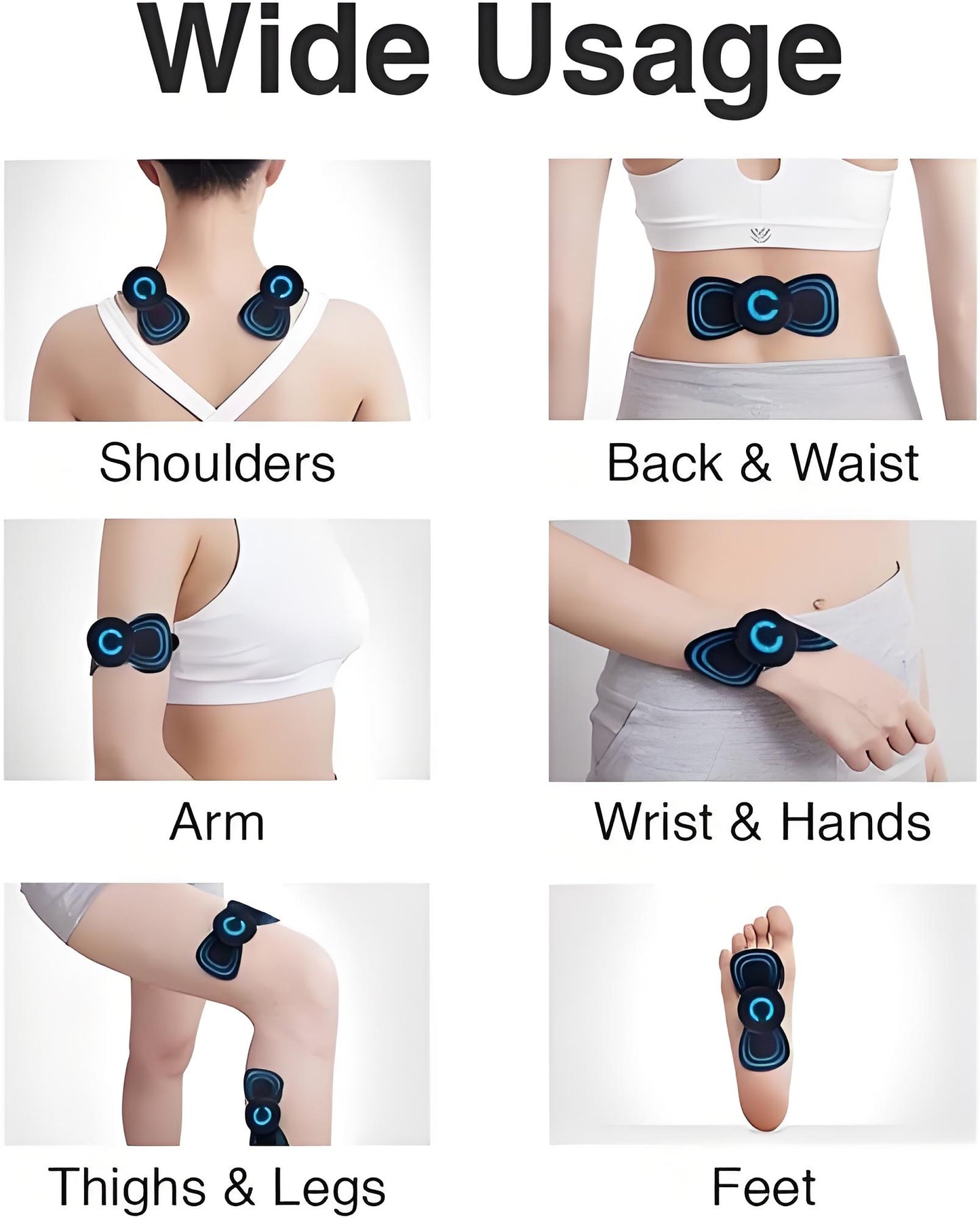 TENS + EMS Microcurrent Massager – 6 Modes, 2 Pads, Rechargeable Full-Body Pain Relief Device