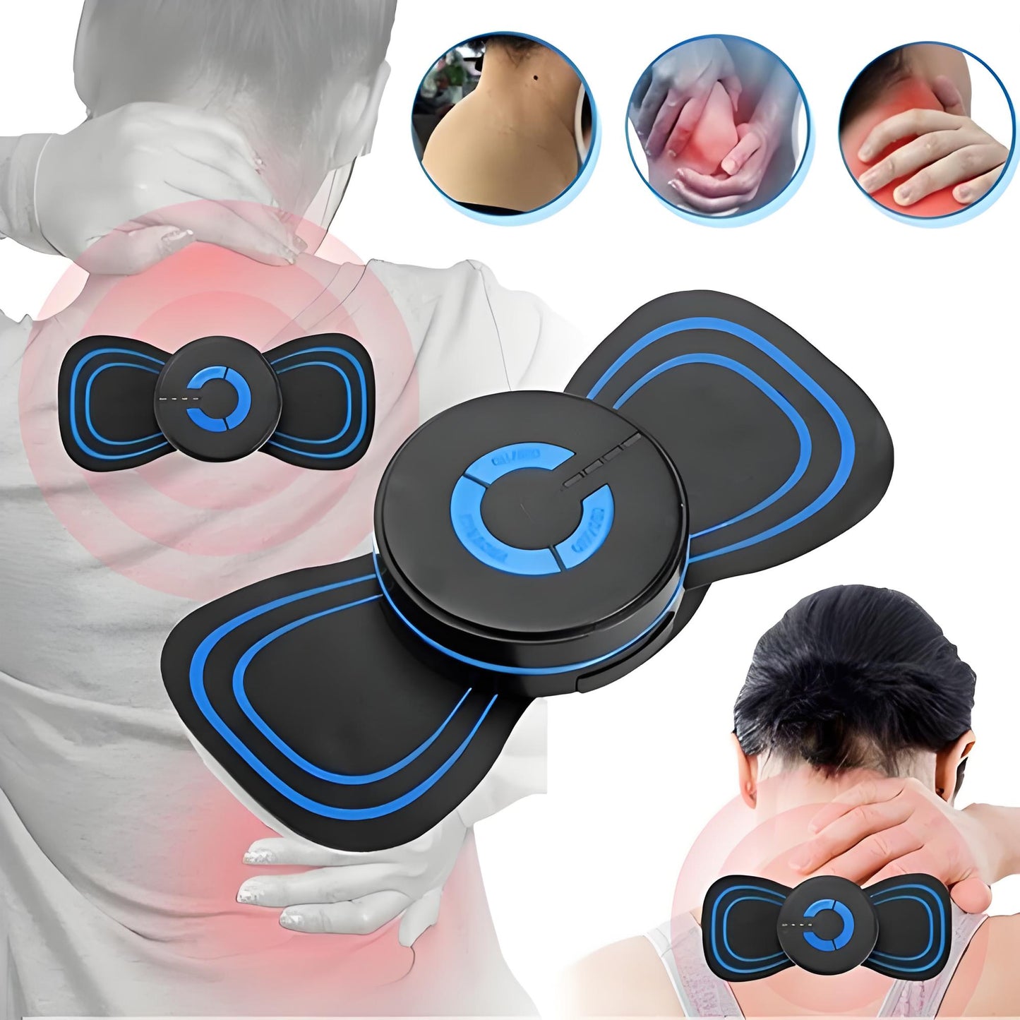 TENS + EMS Microcurrent Massager – 6 Modes, 2 Pads, Rechargeable Full-Body Pain Relief Device