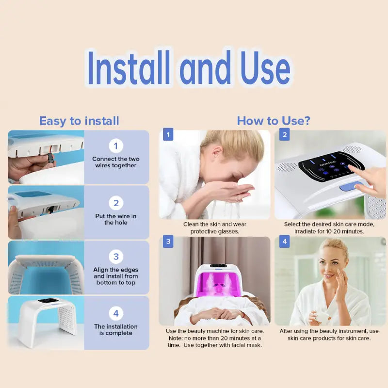 LED Light Therapy with Facial Steamer