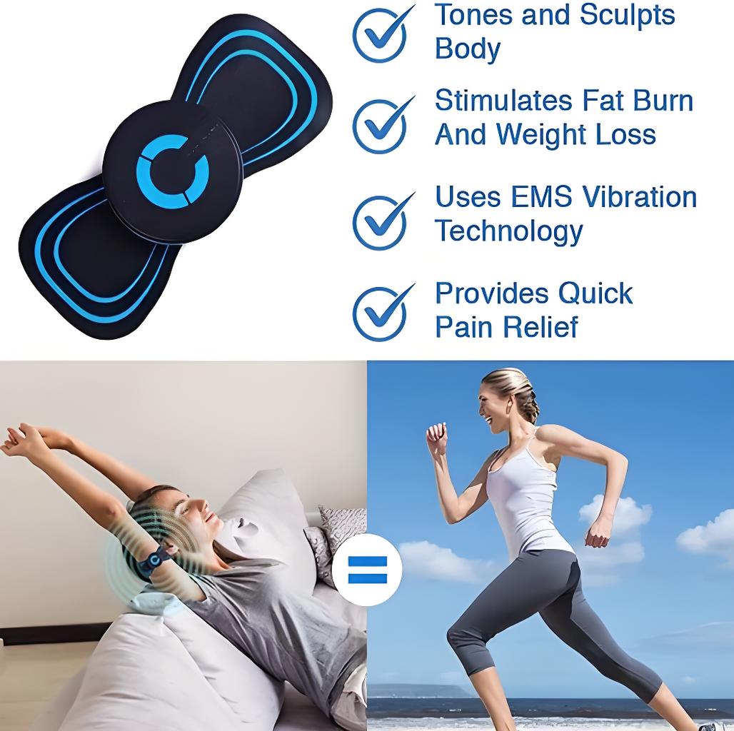 TENS + EMS Microcurrent Massager – 6 Modes, 2 Pads, Rechargeable Full-Body Pain Relief Device