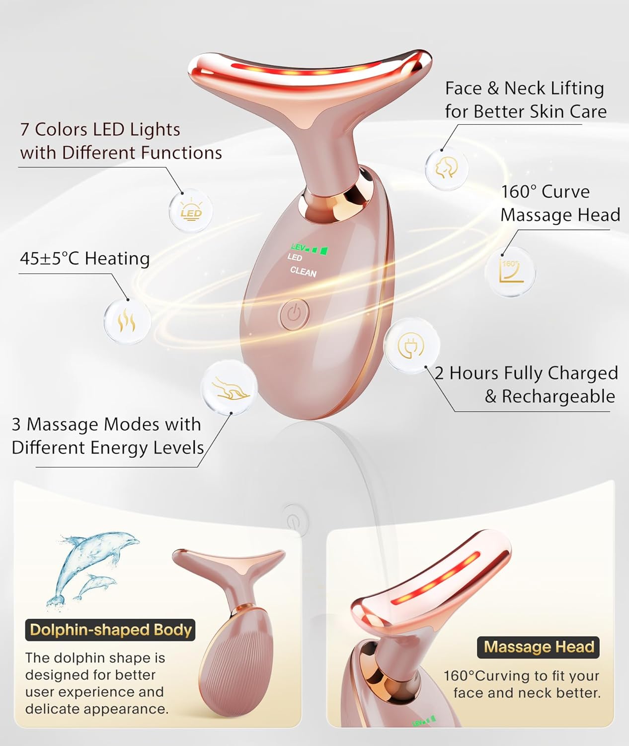 LED Face & Neck Massager โ Portable Skincare Tool for Glowing Skin