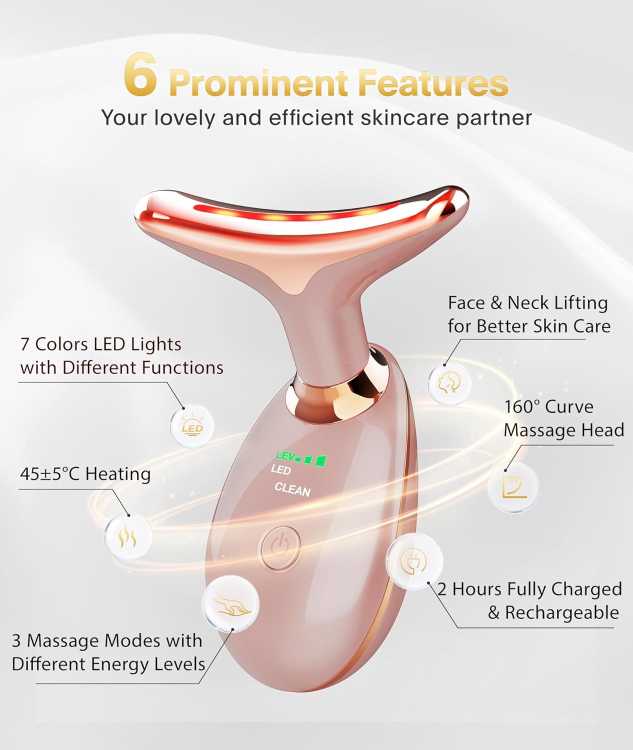 LED Face & Neck Massager โ Portable Skincare Tool for Glowing Skin