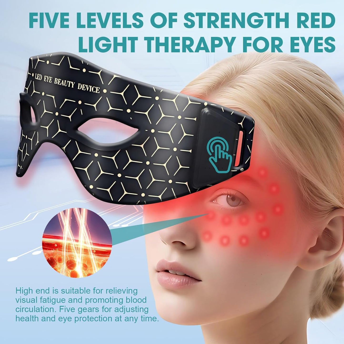 Silicone LED Eye Mask – 630nm Red & 850nm Infrared Light Therapy